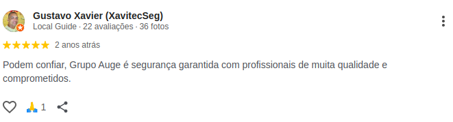 Avaliação de cinco estrelas feita por Gustavo Xavier
