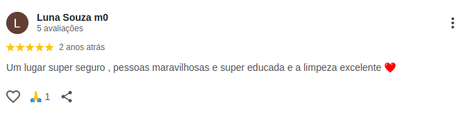 Avaliação de cinco estrelas feita por Luna Souza